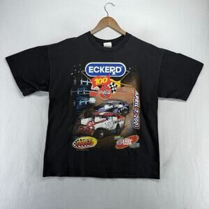 Vintage Dirt Motorsports Shirt Men's XL Black Faded Graphic Racing Double Sided